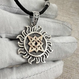 Звезда Руси с Коловратом в Ярило двухсторонний из серебра с золотом
