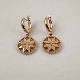 Серьги Алатырь из золота с Бриллиантом