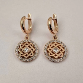 Серьги Звезда Лады с камнями золота