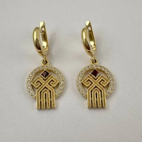 Серьги Оберег Чур из золота с камнями
