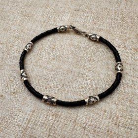 Браслет из натуральной плетеной кожи с Репейником счастья