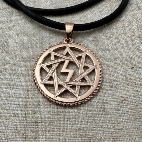 Оберег Перуница в звезде из золота