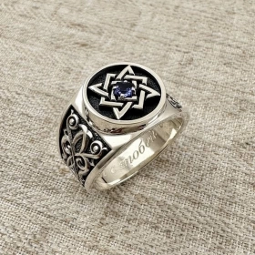 Славянский перстень Оберег Звезда Руси с камнем