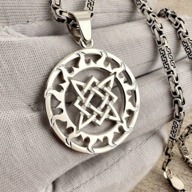 Оберег Звезда Руси в солнечном круге из серебра